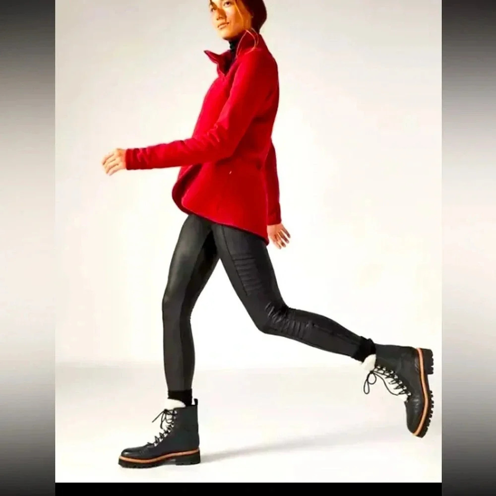 Athleta Delancey Gleam Moto legging S/p 109$ faux leather classic spring winter